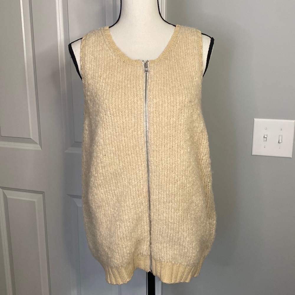 GAP Wool Alpaca Blend Zip Cream Teddy Bear Winter Vest